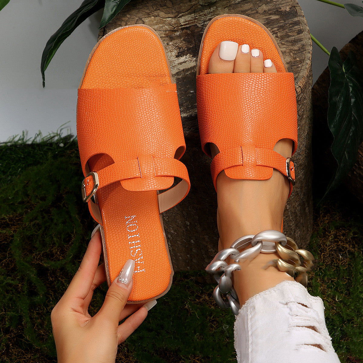 Women's Vintage One Strap Woven Flat Heel Shoes