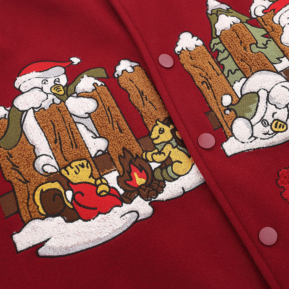 Machine Embroidery Autumn And Winter Menswear Fashion Brand American Stitching PU Leather Sleeve Coat