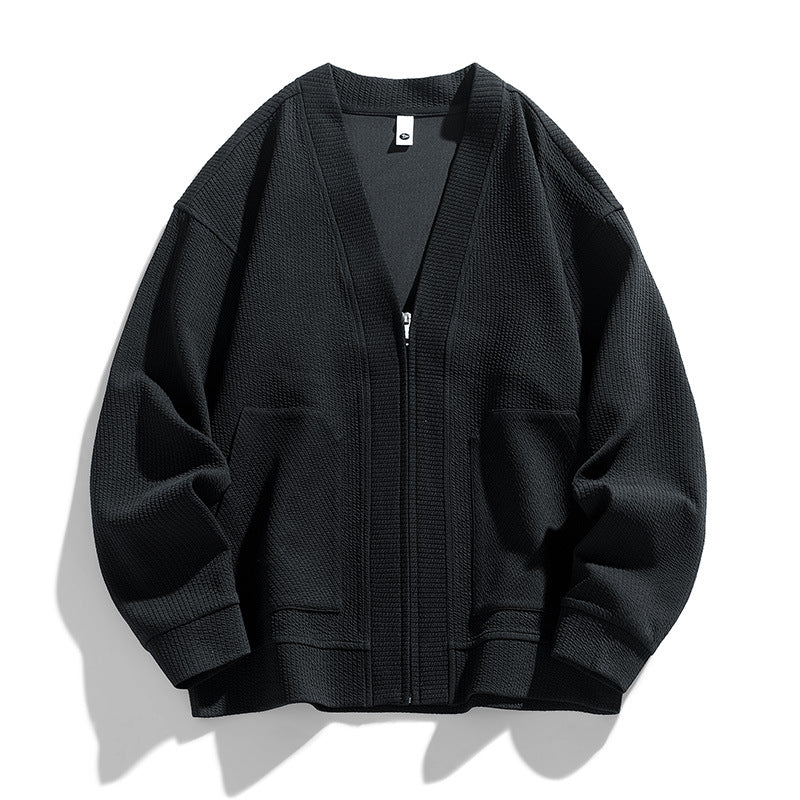 Business Casual Knitted Men's Solid Color Plus-sized Plus-sized Jacket