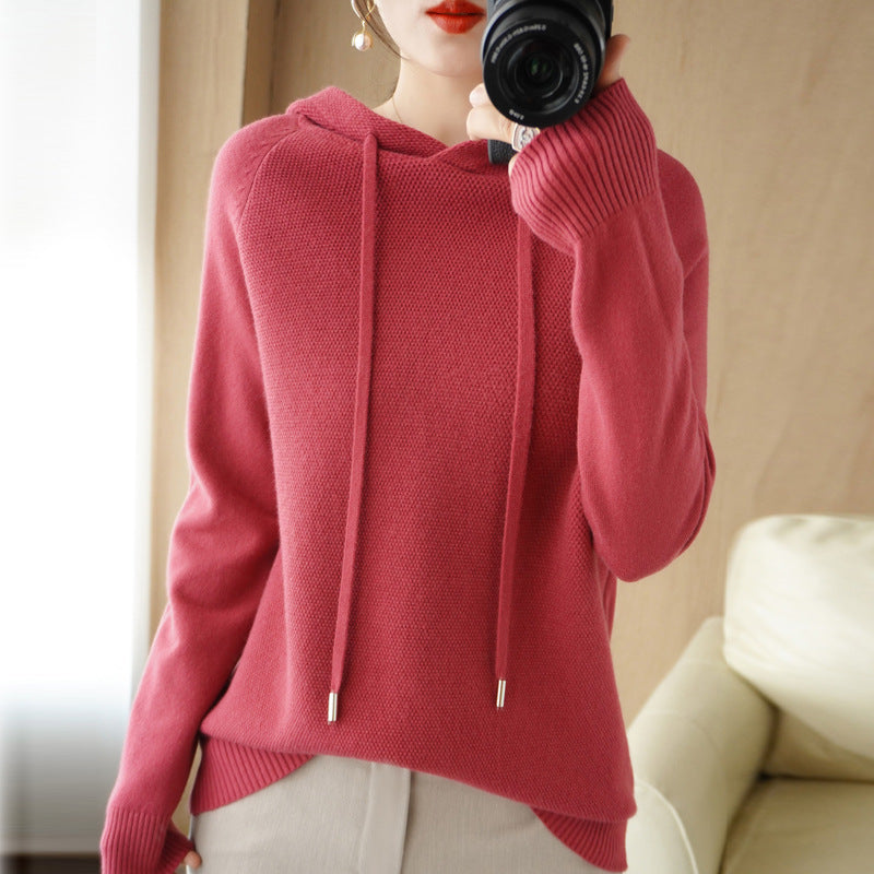 Thick Sweater Base Layer Coat Top Hooded Wool Knit Sweater