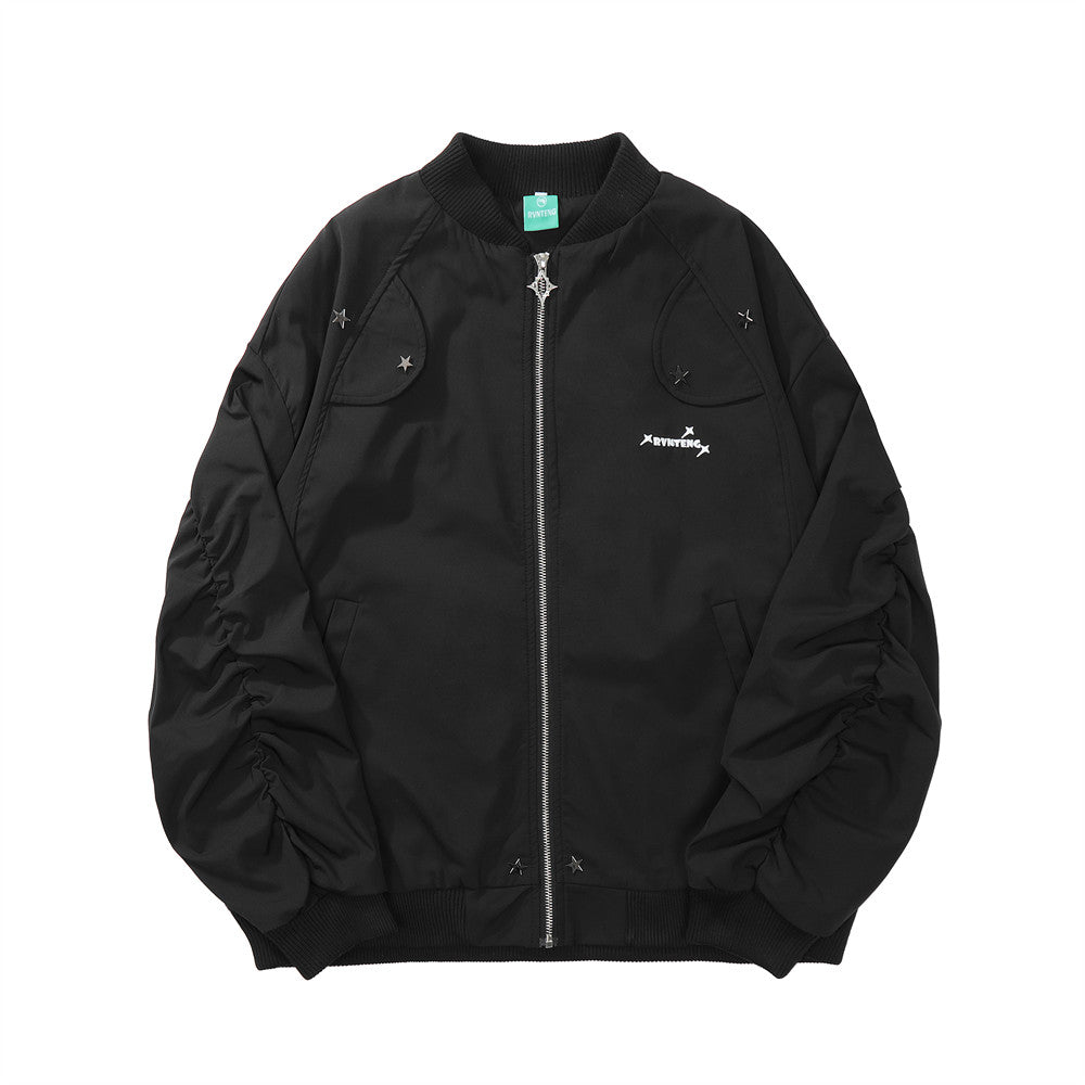Men's Ins Loose Long Sleeve Solid Color Spring And Autumn Mechanical Style Pilot Jacket