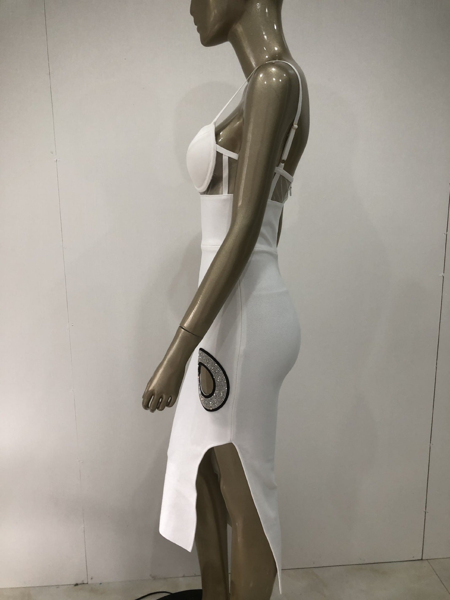 Bandage European And American Fashion White Suspender Party Formal Dress