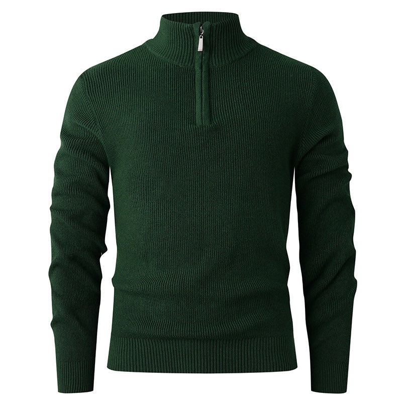 Men's Thickened Half-height Zip Collar Warm Sweater Coat