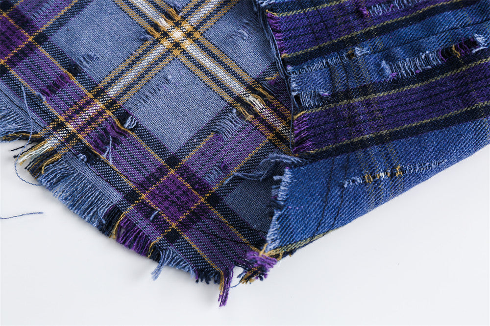 Tie-dye Gradient Plaid Shirt Men's High Street Fashion Design Sense
