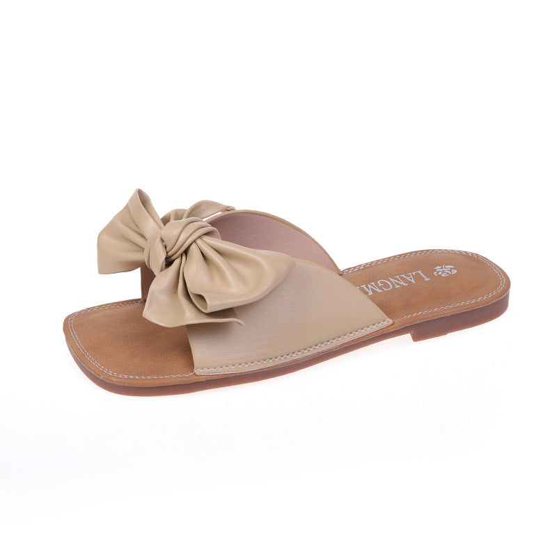Bowknot Flip-flops Flat Soft Bottom Vacation Beach Sandals