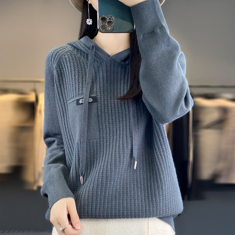 Korean Style Knitted Hooded Sweater Pullover