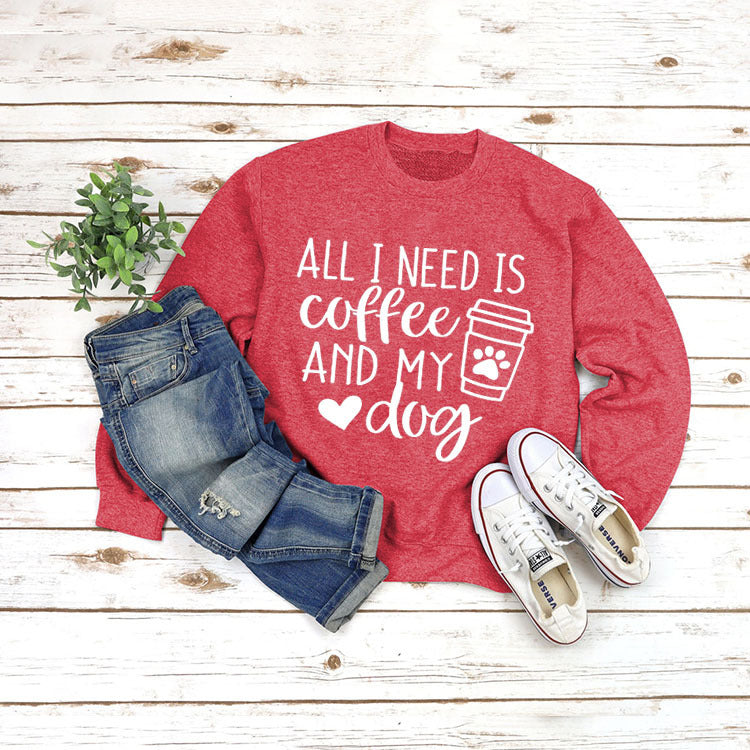 Round Neck Pullover Long Sleeve ALL I NEED Print