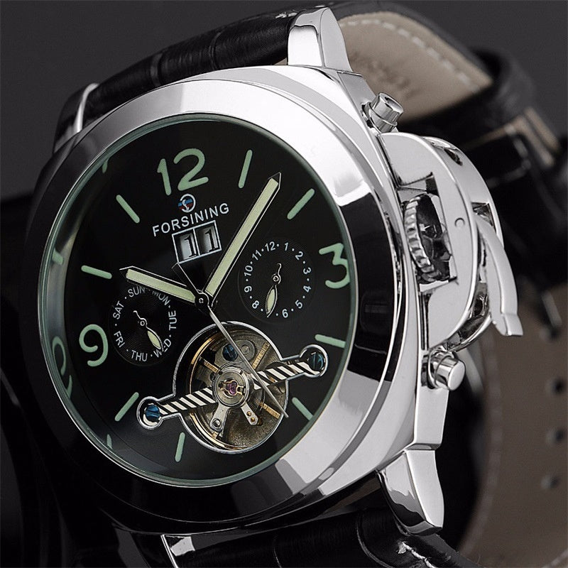 Double-sided Skeleton Luminous Men's Watch Automatic Belt Mechanical