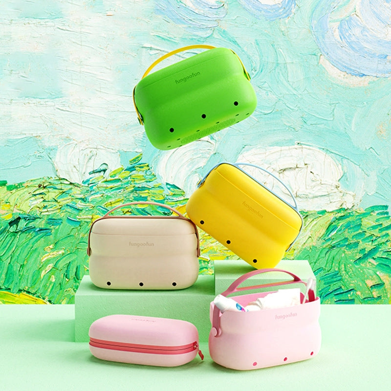 Cosmetic Bag2-in-1  With Handle Hangable Dry And Wet Separation Toiletry Bag Fashion Candy-color Portable Waterproof Storage Travel Bags