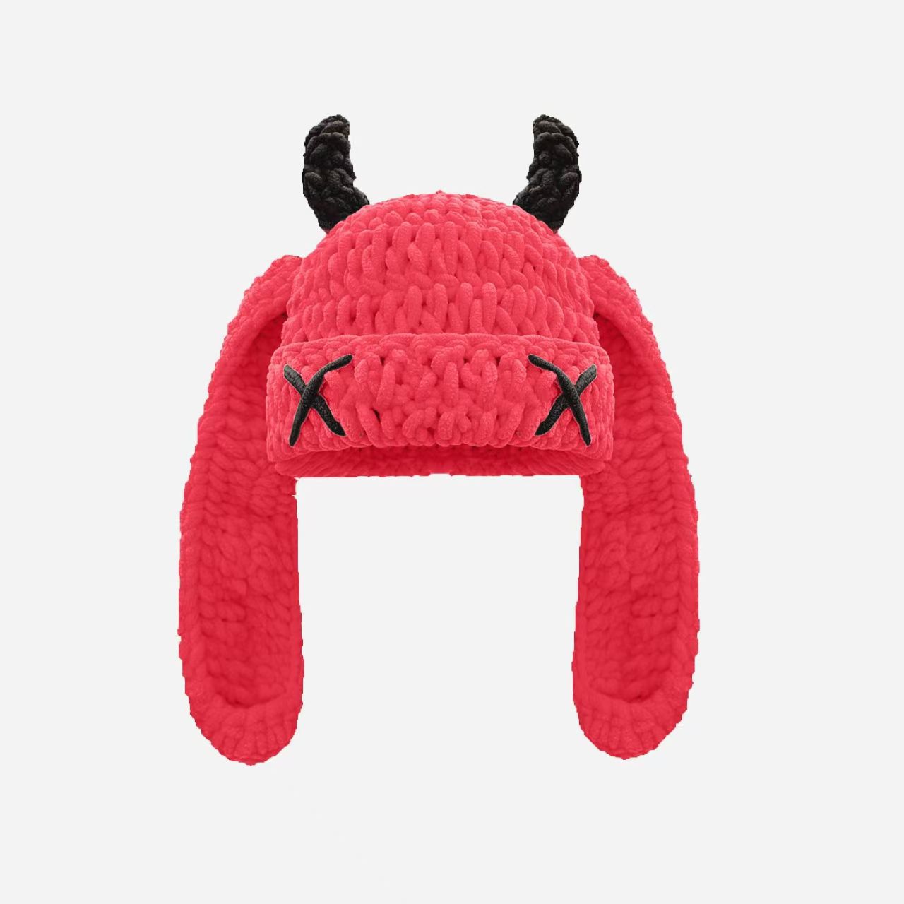 Japanese-style Sweet Dopamine Little Devil Knitted Hat For Women