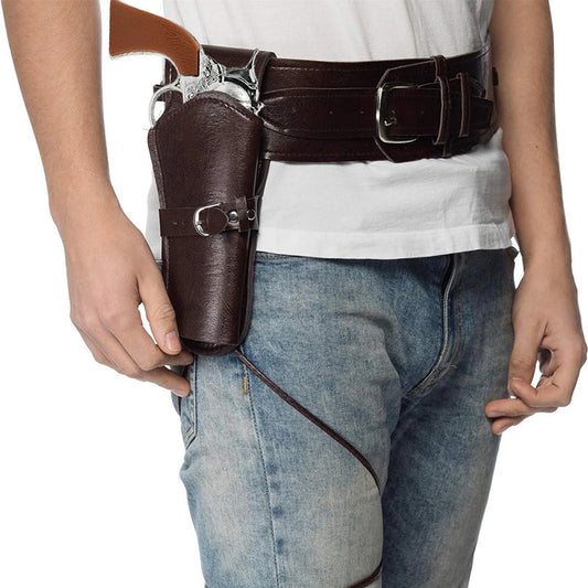 Medieval Retro Halloween Western Cowboy Waist Cinch Belt Double-gun Holster Cosplay Costume Accessory