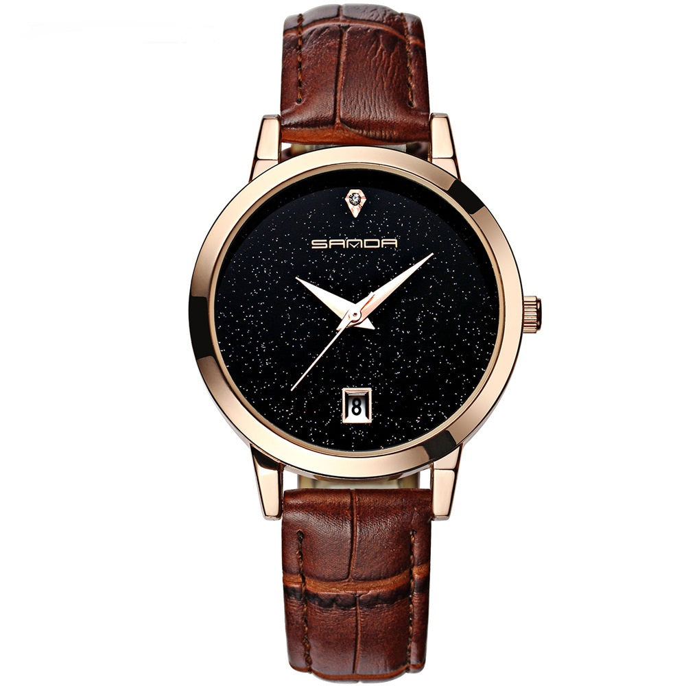 Waterproof Quartz Leather Strap Watch