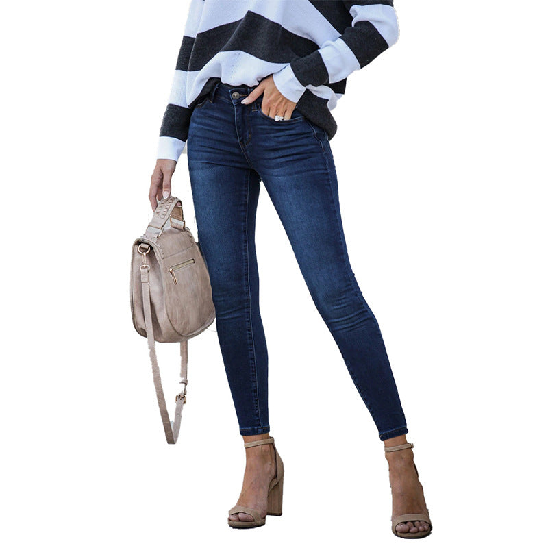 Stretch mid-rise slim-fit cropped jeans with small feet