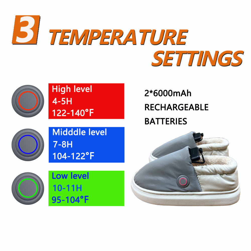 Long Endurance Battery Heating Cotton Shoes Warm Feet Heating Slippers