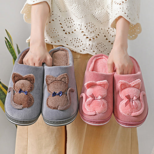 Women's Cute Plush Couple Cotton Slippers Non-slip