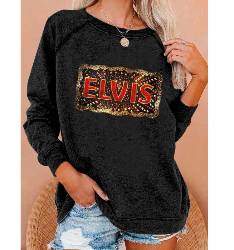 Women's Long Sleeve Print Raglan Crew Neck Sweatshirt