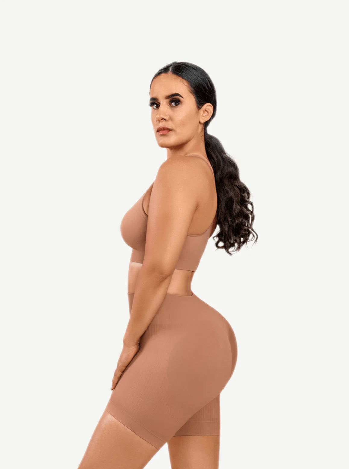 Eco-friendly Sexy V Neck Seamless Sportswear Biker Shorts Set