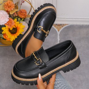 Retro Farvematchende Afslappede Chunky Hæl Plateau Pumps