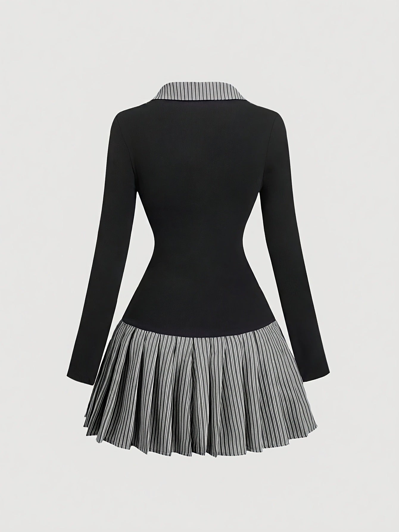 Kjole i koreansk preppy stribet patchwork to-delt look