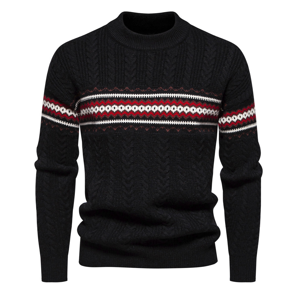 Rundhalset pullover til mænd med print – afslappet sweater