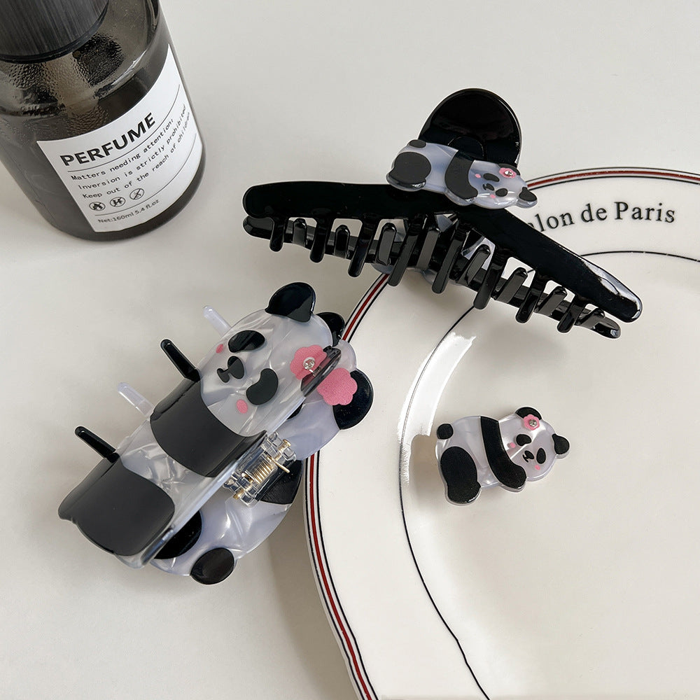 Plastic Cartoon Panda Acetate Grip Cute Animal Hair Claw Young Girl Personalized Barrettes Bang Side Shark Clip