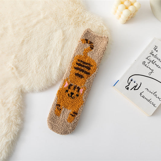 Coral Fleece Cat's Paw Home Ladies Winter Tube Socks