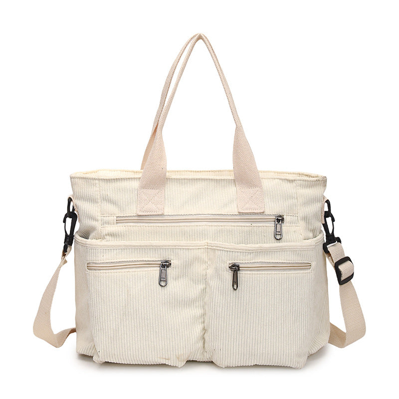 Korean Style Simple Large Capacity Fashion Corduroy Shoulder Bag