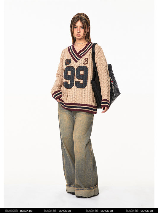 Jacquard Autumn And Winter Loose Idle Style Knitted Top