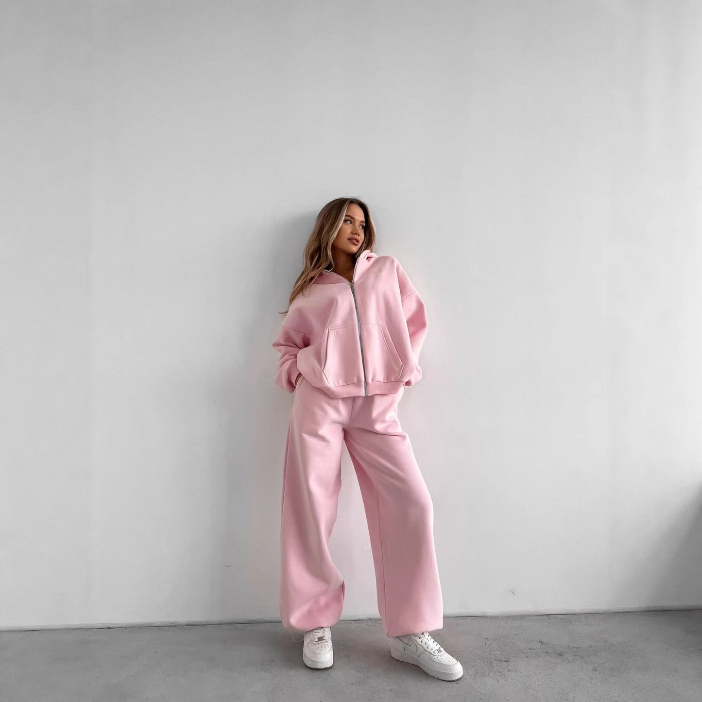 Women's 2-piece Sweatshirt With Wide-leg Sweatpants