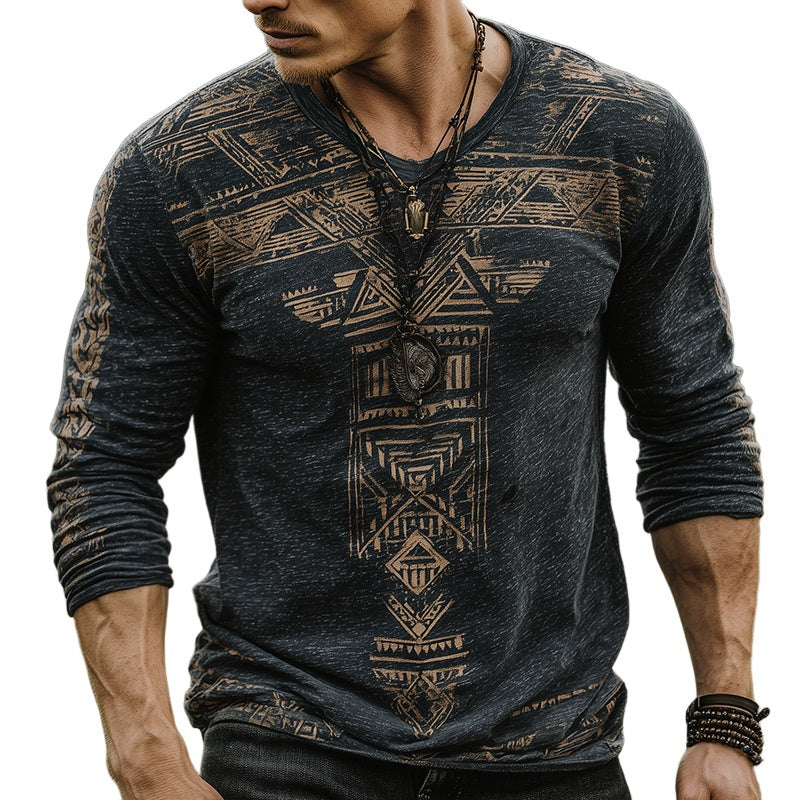 European And American Men's Solid Color Sweater With Round Neck