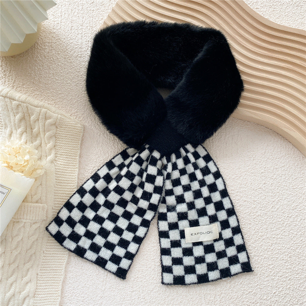 Women's Thickened Warm Plaid Plush Scarf