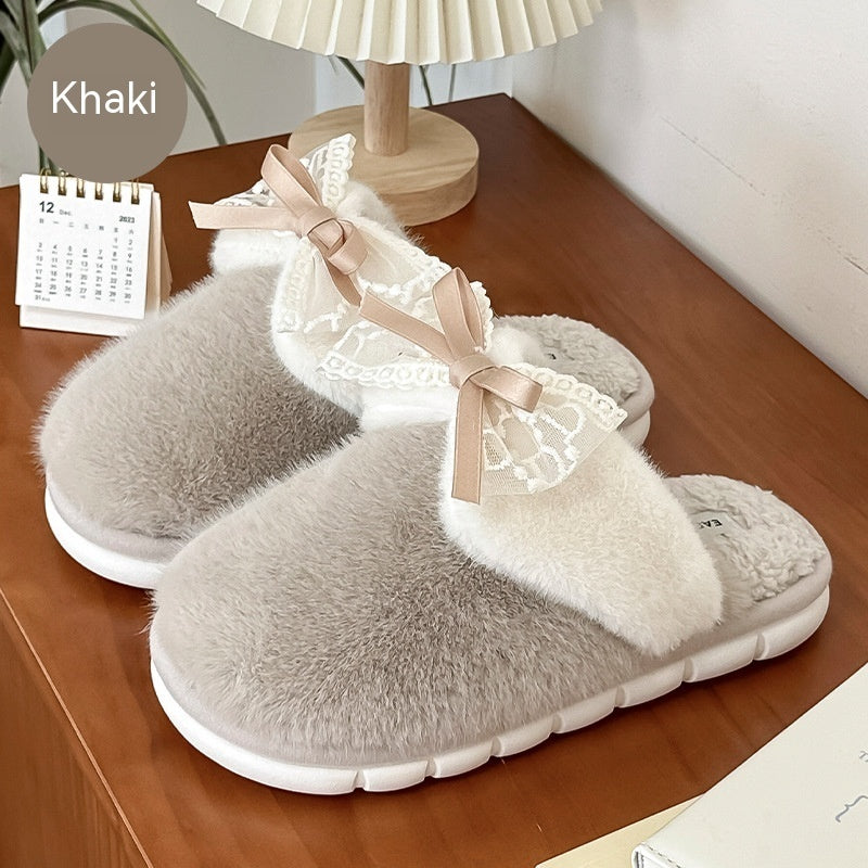 Couple Slippers Female Platform Bow