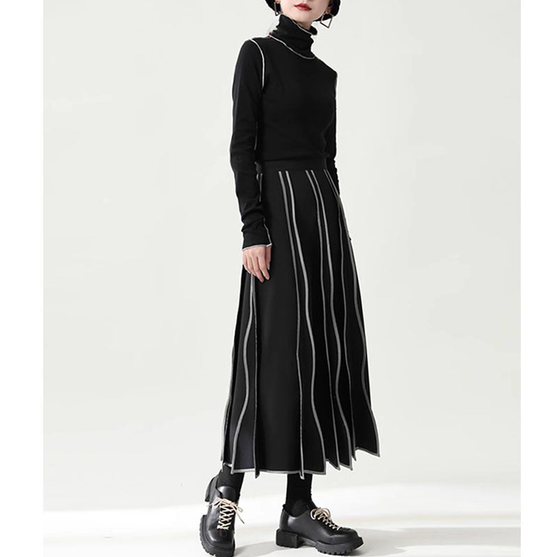 Suit Mesh Umbrella Skirt High Waist Over Knee Mid-length