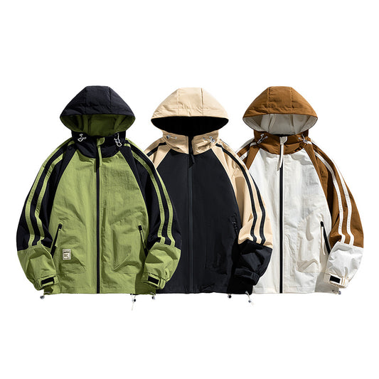 Men's Fashion Colorblock Hooded Jacket