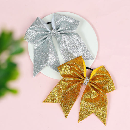 Solid Color Gold Leaf Glitter Light Diamond Dovetail Bowknot Hair Ring