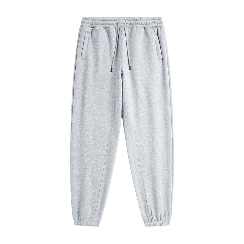 Plus Fleece Clean Color Pinched Foot Drawstring Sweatpants