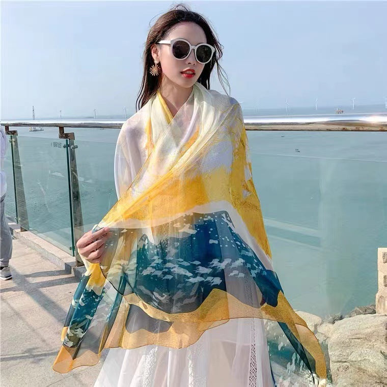 Yourou China Rose Printed Scarf