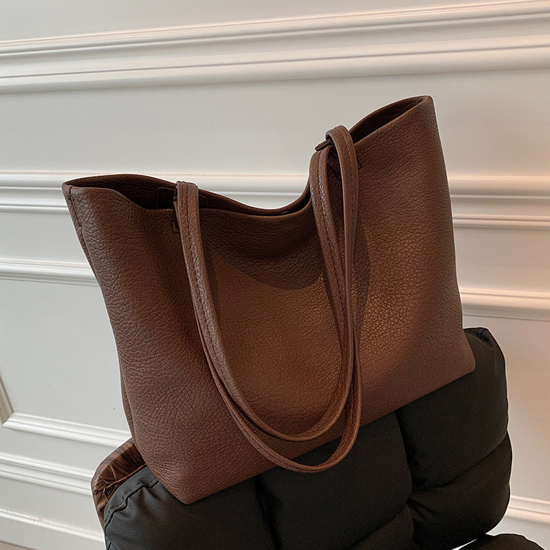 match Casual Soft Leather Large Capacity Shoulder Bag