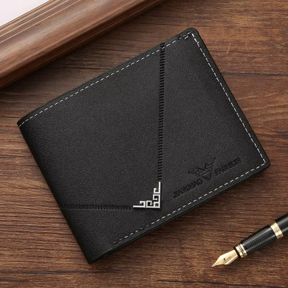 New Men'S Wallet Short Wallet Men'S Youth Fashion Thin Multi Card Large Capacity Horizontal Business Soft Leather Wallet