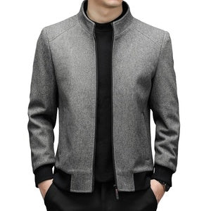 Mock Neck Zipper Casual Men's Warm Jacket
