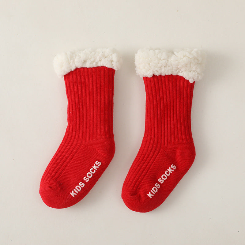 Super Thick Lamb Wool Children's Floor Socks Solid Color