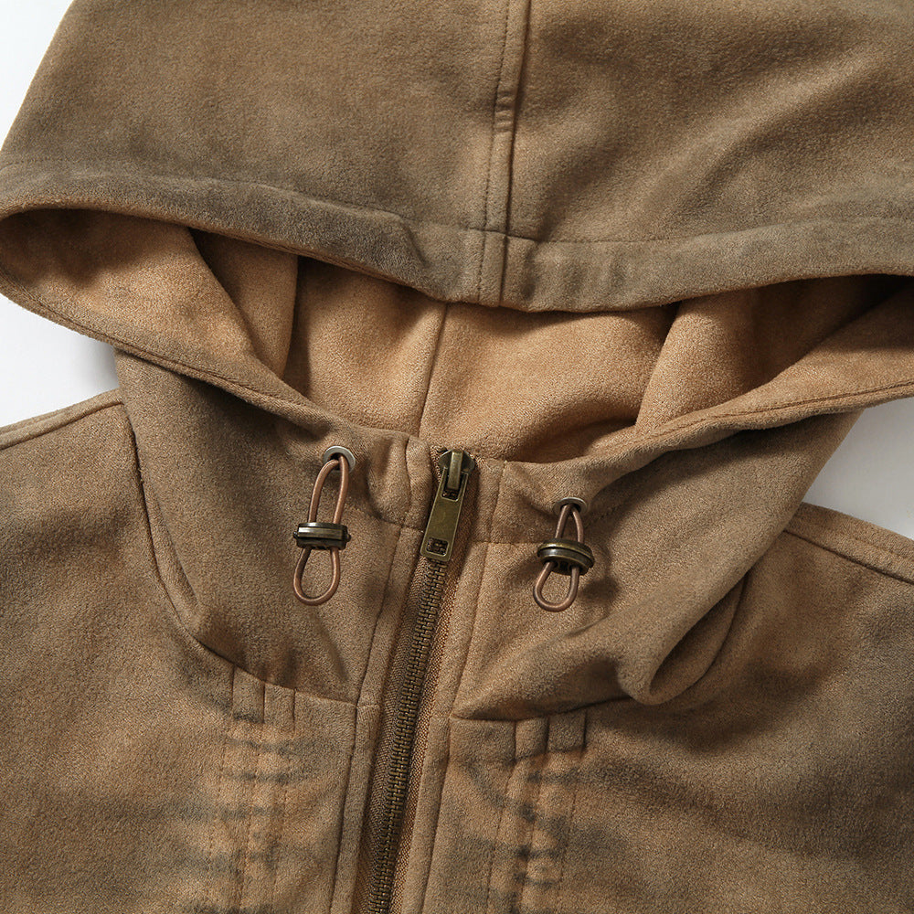 Spray Painting Old Dirty Hooded Coat Trendy Punk Beggar Style