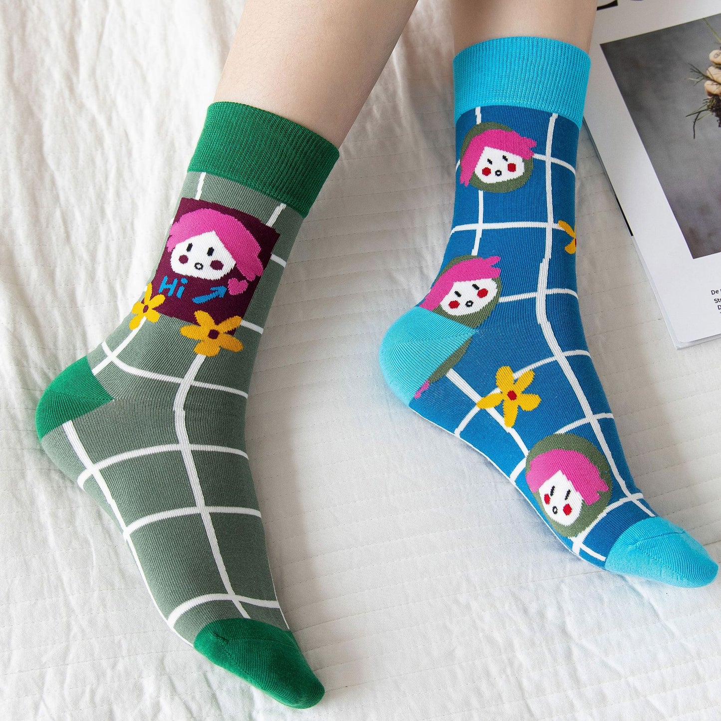 High Stockings Creative Cartoon Small Flower Tide AB