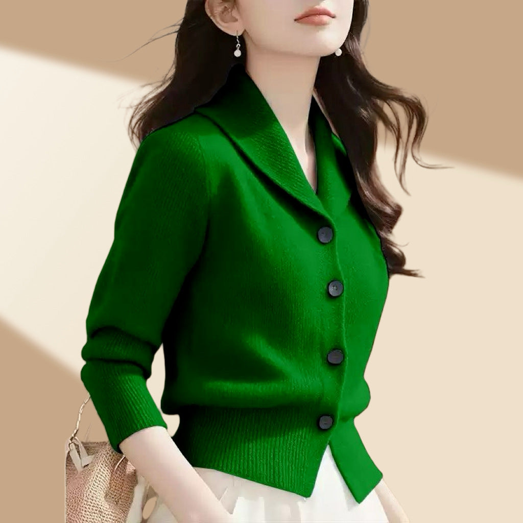 High-end Fashion Simple Commute Long-sleeved Button Cardigan Elegant Top