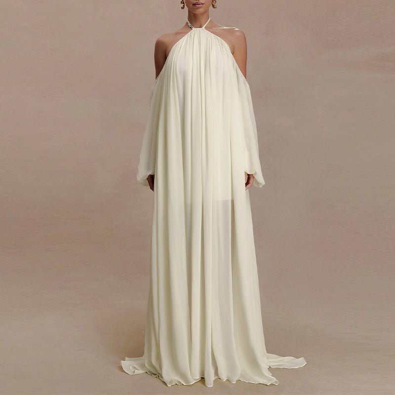 Women's Sexy Halterneck Backless Loose Simple Dress
