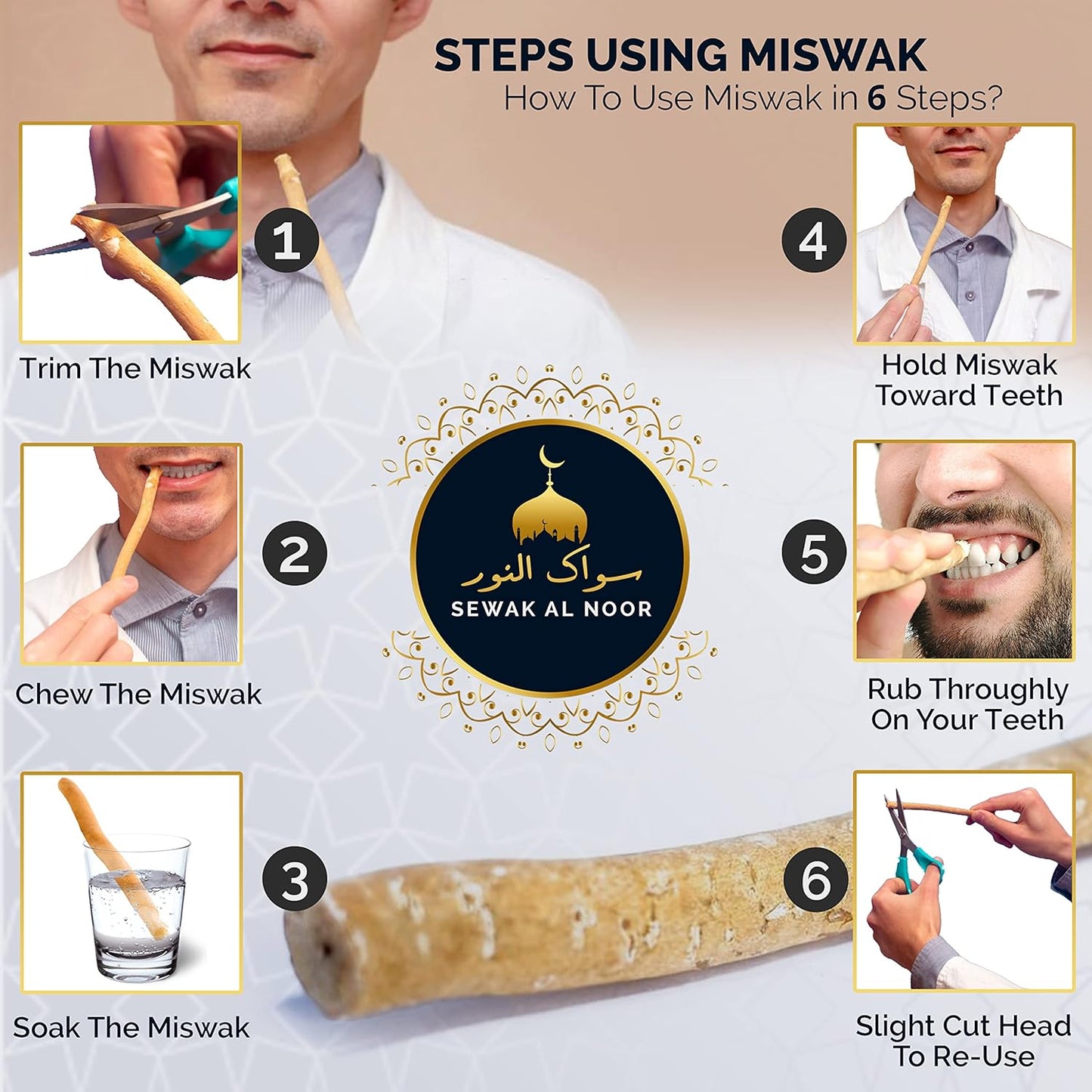 Pack of 10 Miswak Sticks for Teeth with Holder - Vacuum Sealed Natural Flavored Chew Sticks for Humans - Natural Toothbrush for Teeth Whitening, Oral Health & Fresh Breath || Pack of 10