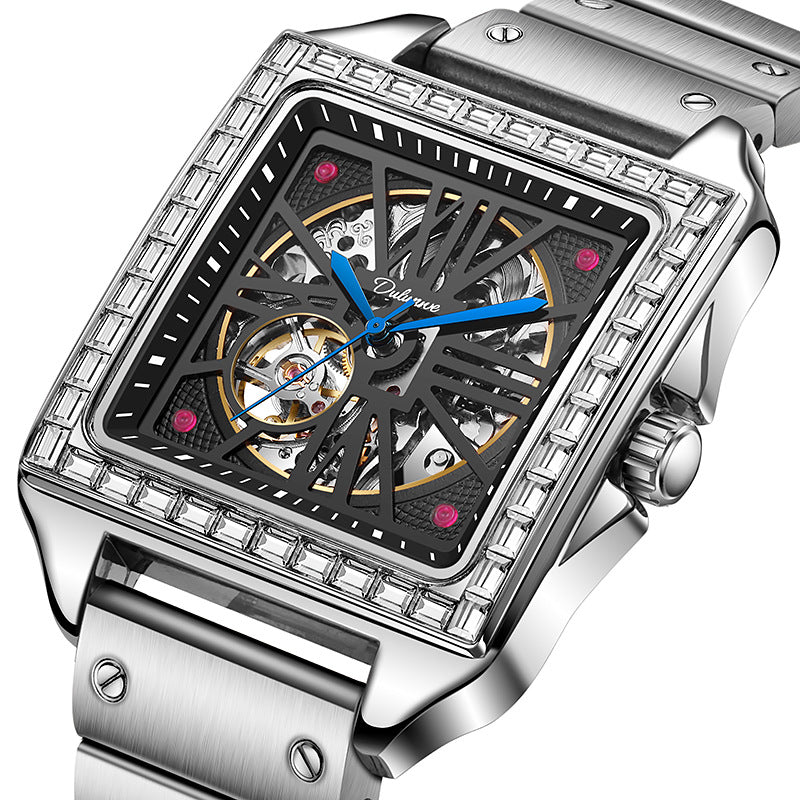 New Square Diamond-studded Design Automatic Watch