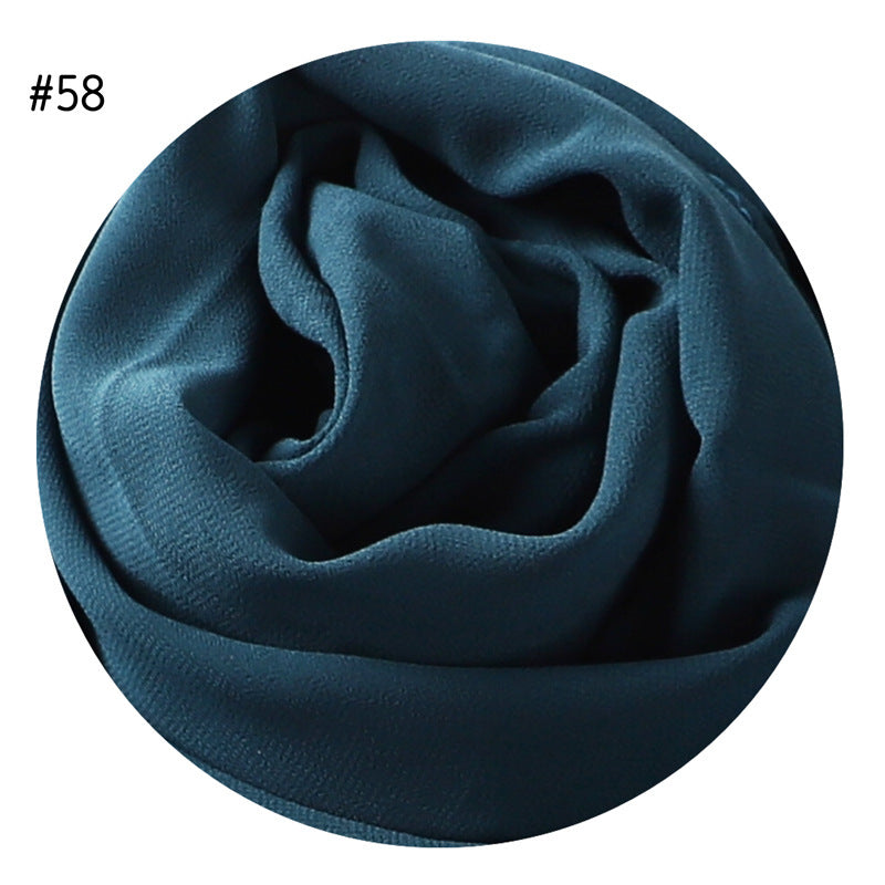 Women's Simple And Versatile Solid Color Pearl Chiffon Scarf