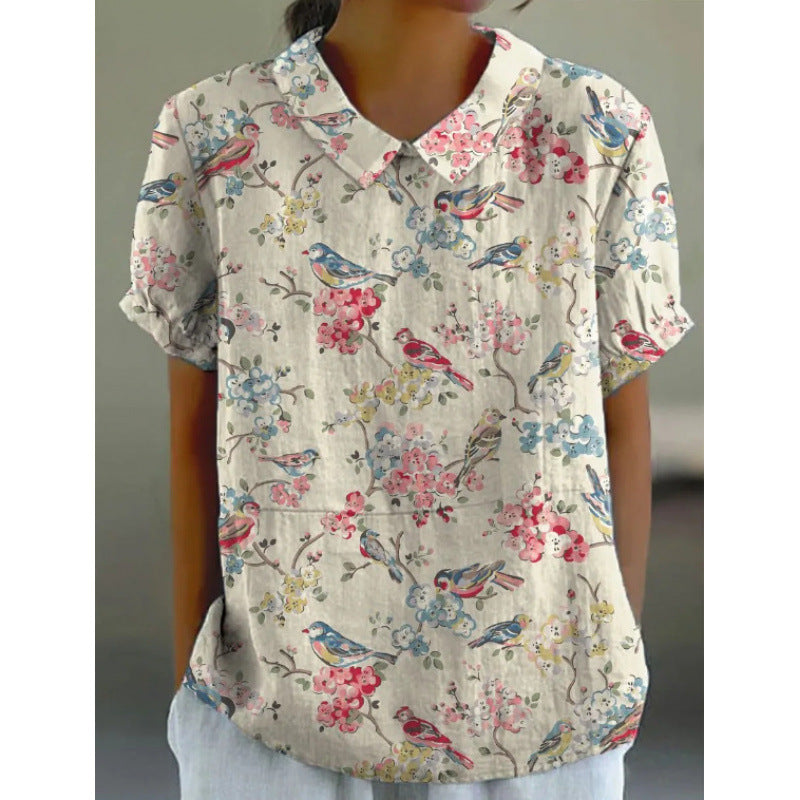 Women's Short Sleeve Printed Pullover