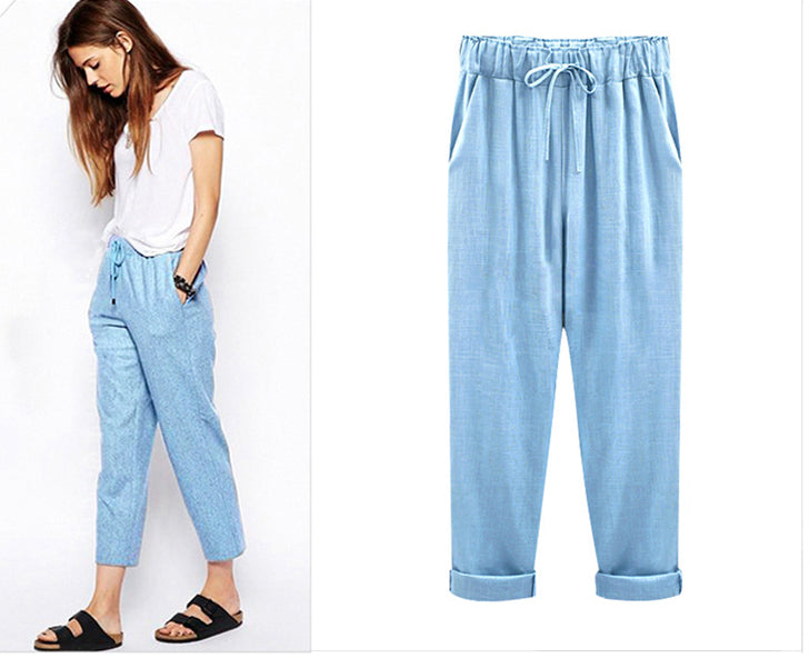 Fat Mm Loose Thin Linen Women's Trousers